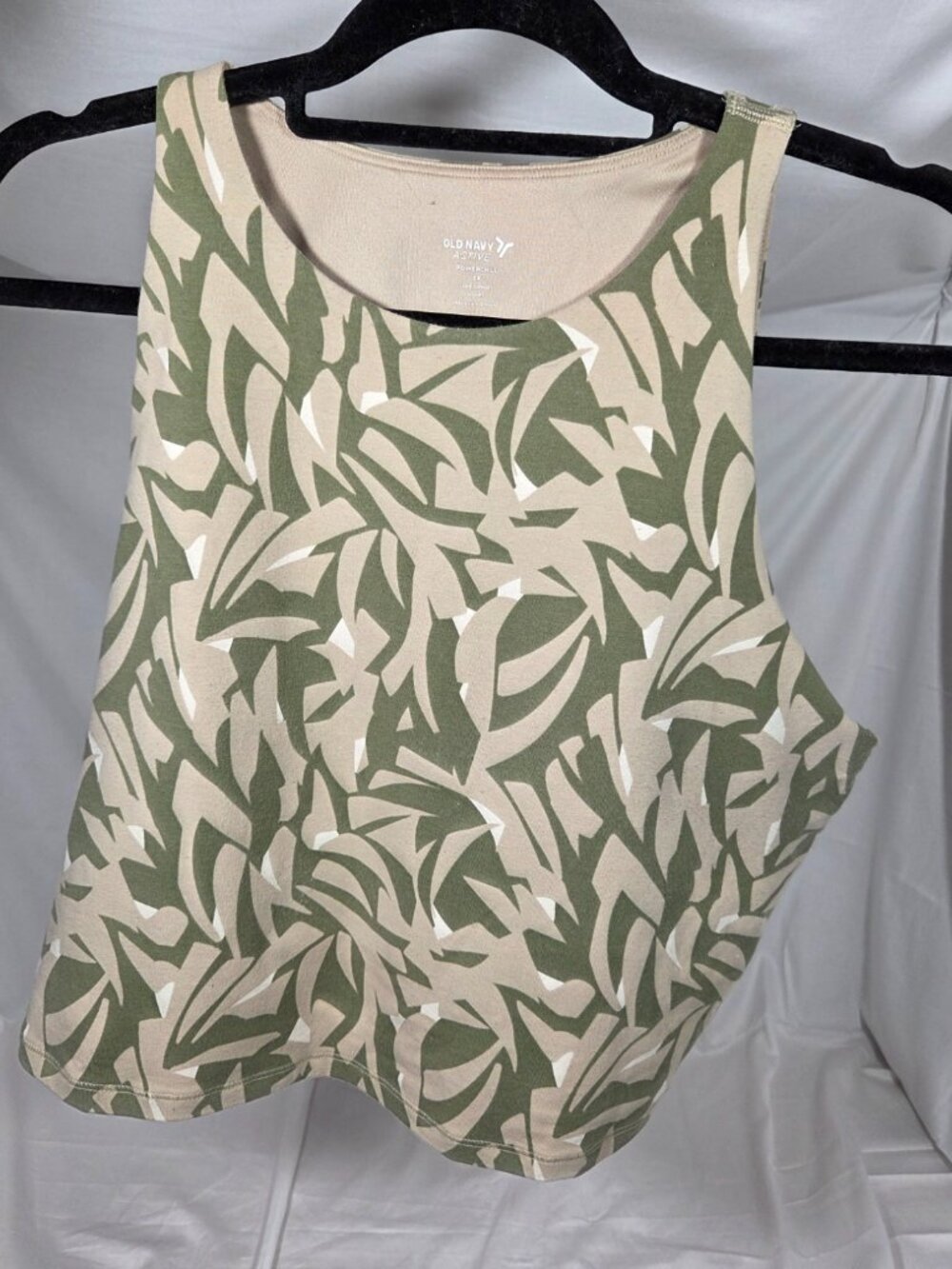Old Navy Active PowerChill Longline Sports Bra Tank 2X Green Abstract Leaf